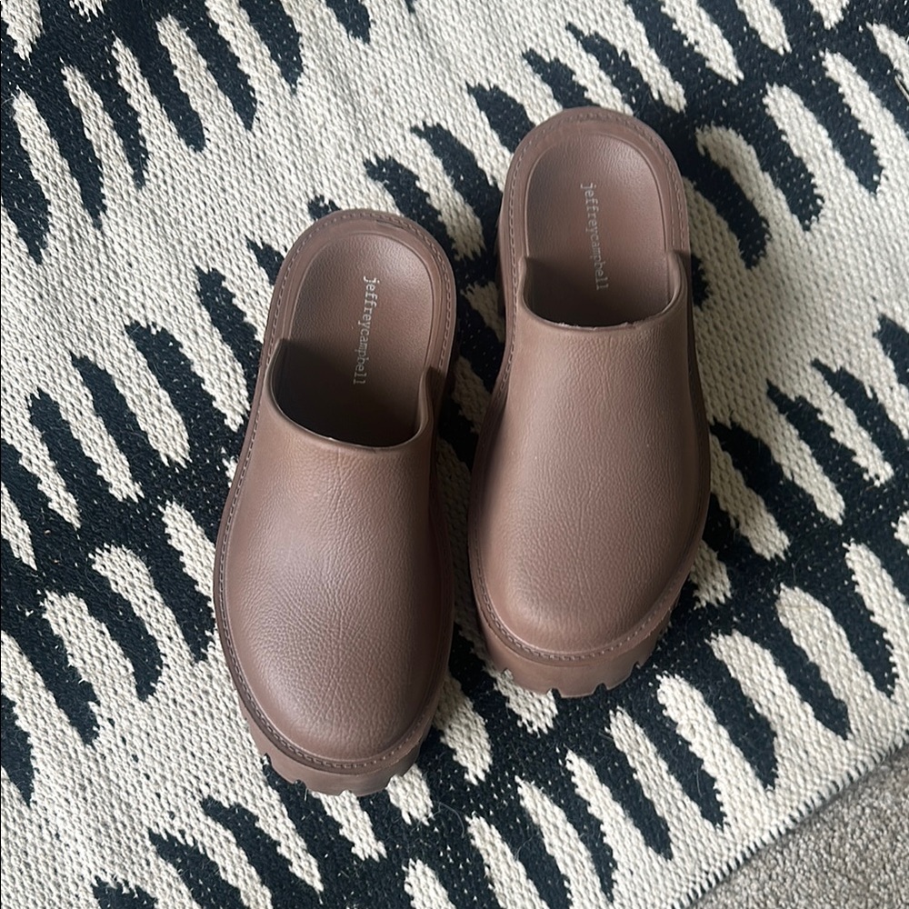 Jeffrey Campbell Brown Leather Clogs